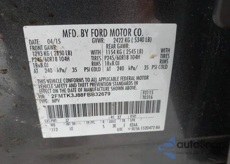 2015 Ford Edge Sel z USA, uszkodzony, nr VIN 2FMTK3J88FBB32679